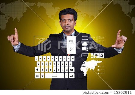 Man showing computer keys - Stock Illustration [15892911] - PIXTA