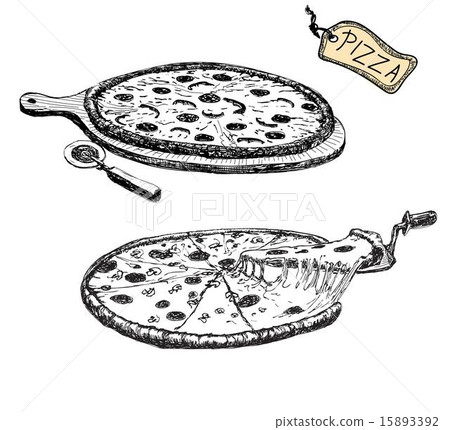Pizza. Hand drawn illustration 15893392