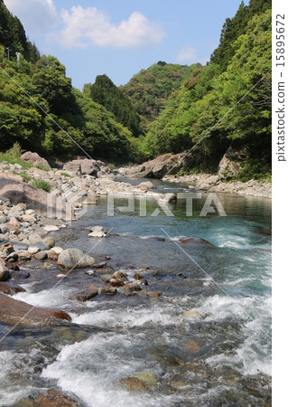 Clean stream Katsuura river valley beauty Clean stream Katsuura river valley beauty 15895672