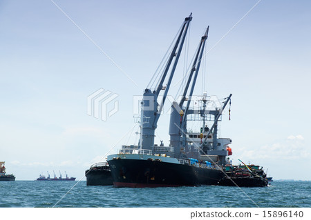 Cargo ship at sea. 15896140