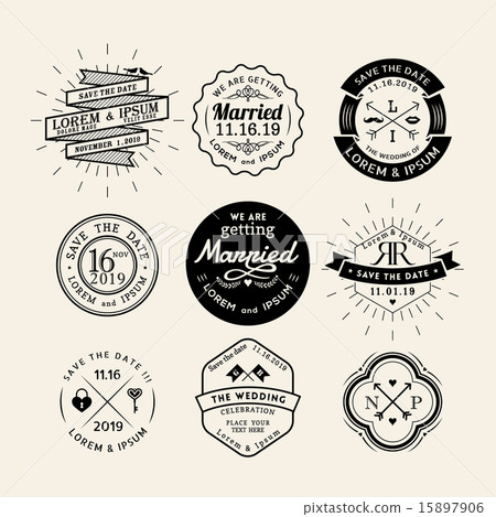 Vintage retro wedding logo frame badge design 15897906