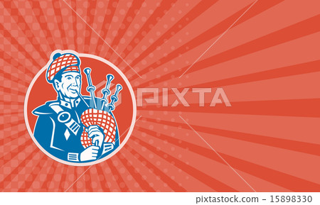 Business card Scotsman Scottish Bagpiper Retro 15898330