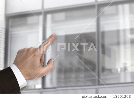Hand pointing at copy space concept Hand pointing at copy space concept 15901208