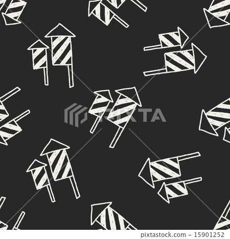 Firecrackers doodle drawing seamless pattern 15901252