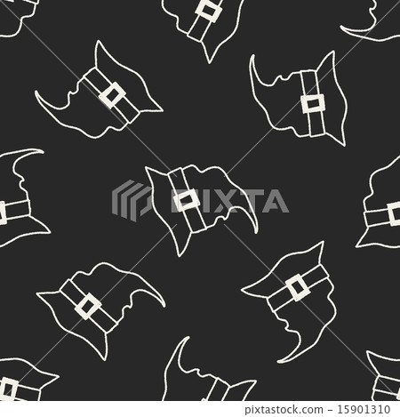 witch's hat doodle drawing seamless pattern - Stock Illustration ...