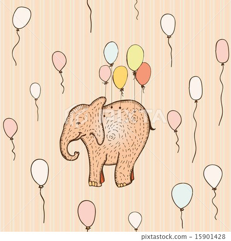 Seamless pattern with flying elephant 15901428