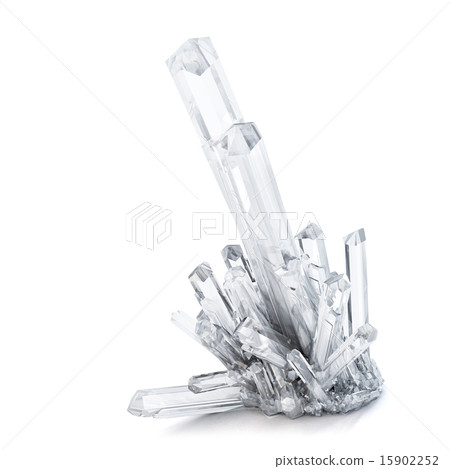3D Quartz crystals. Isolated. Clipping path 15902252