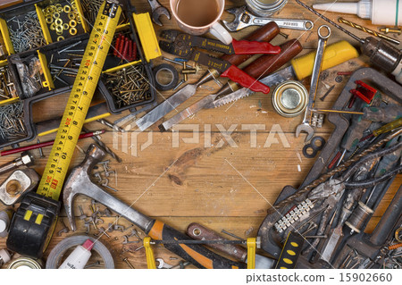 Untidy Workbench - Old Tools - Space for Text 15902660