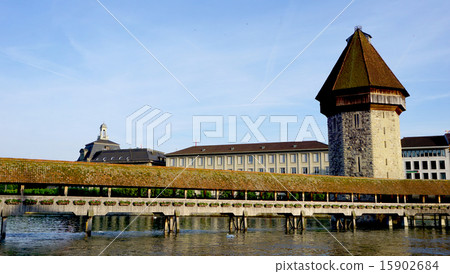 historical wooden Chapel Bridge and tower  15902684