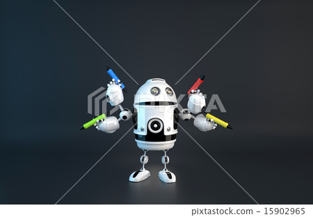 Four-armed robot with pencils. 15902965