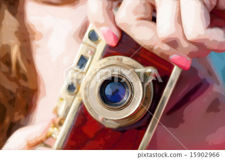 Woman with vintage camera. Abstract illustration 15902966