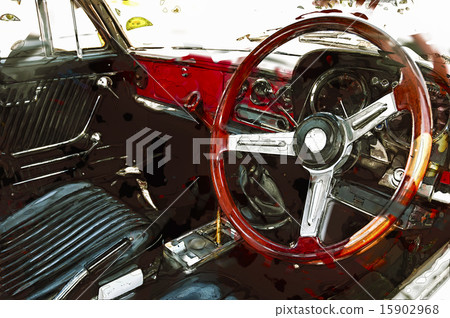 Vintage car interior. Drawn illustration 15902968