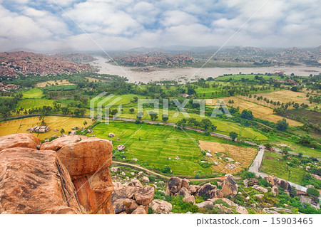View over Hampi ancient hindu city 15903465