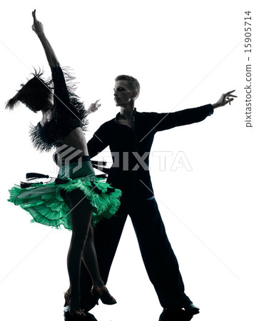 elegant couple dancers dancing silhouette 15905714