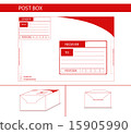 parcel box package label red postman postoffice  15905990