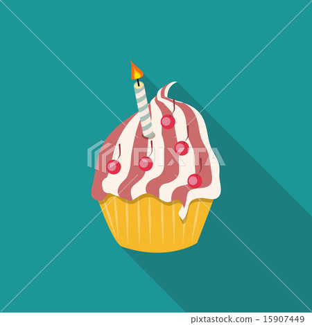 Birthday Cake Flat Icon with Long Shadow,... - Stock Illustration ...