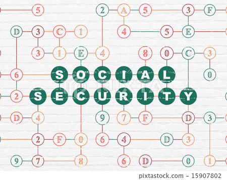 Security concept: Social Security on wall background 15907802