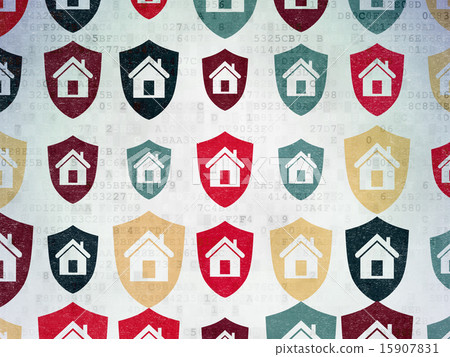 Finance concept: Shield icons on Digital Paper background Finance concept: Shield icons on Digital Paper background 15907831