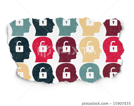 Business concept: Head With Padlock icons on Paper background Business concept: Head With Padlock icons on Paper background 15907835