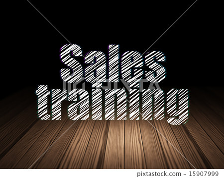 Advertising concept: Sales Training in grunge dark room Advertising concept: Sales Training in grunge dark room 15907999