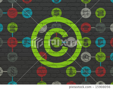 Law concept: Copyright on wall background Law concept: Copyright on wall background 15908056