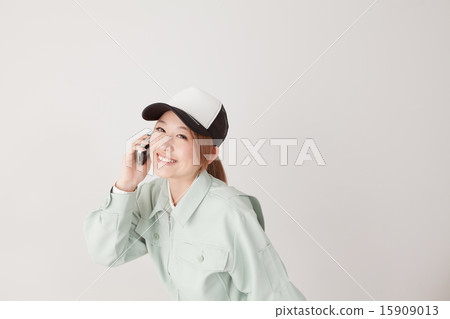 work clothes, person, grin 15909013