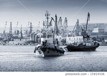 Tug boats are working in Varna harbor. Black Sea Tug boats are working in Varna harbor. Black Sea 15914336