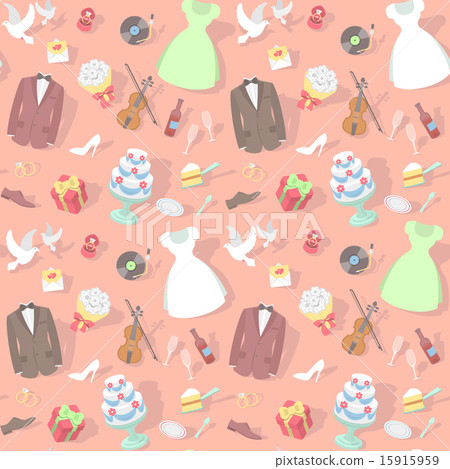 Modern flat seamless wedding pattern Modern flat seamless wedding pattern 15915959