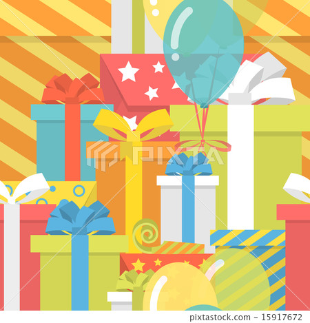 Modern Flat Birthday Pattern with Gifts Modern Flat Birthday Pattern with Gifts 15917672