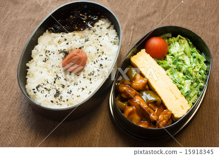 Stir-fry lunch box with chicken and green pepper Stir-fry lunch box with chicken and green pepper 15918345