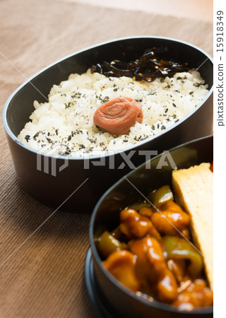 Stir-fry lunch box with chicken and green pepper Stir-fry lunch box with chicken and green pepper 15918349