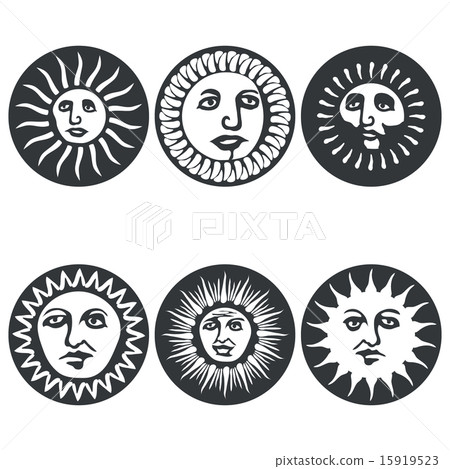 Sun faces. Vector illustration 15919523