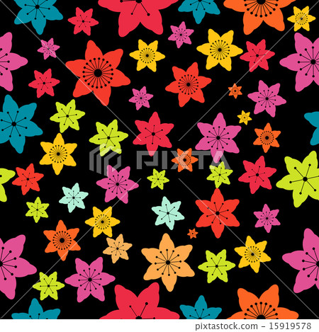 Abstract Colorful Flowers Seamless Pattern. Vector - Stock Illustration ...
