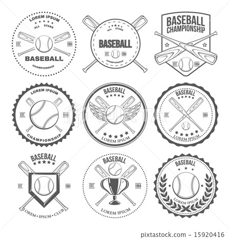 Set of vintage baseball labels and badges - Stock Illustration ...