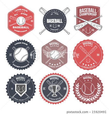 Set of vintage baseball labels and badges. Vector - Stock Illustration ...