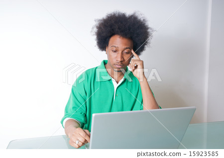 African American with laptop 15923585
