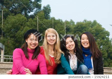 Happy female students Happy female students 15924211