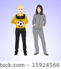 Two sports woman with a soccer ball. 15924566