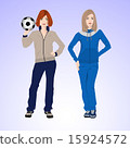 Two sports woman with a soccer ball. 15924572