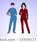 Two sports woman with a soccer ball. 15924573
