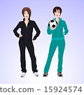 Two sports woman with a soccer ball. 15924574