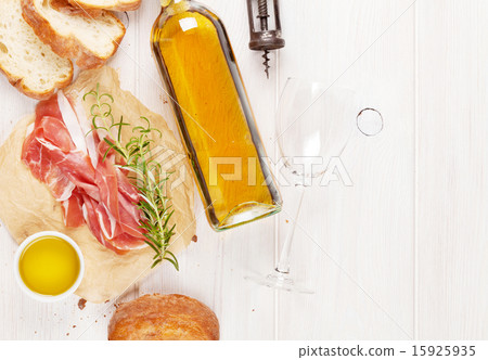 Prosciutto, wine, ciabatta, parmesan and olive oil Prosciutto, wine, ciabatta, parmesan and olive oil 15925935