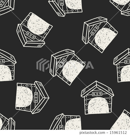 doodle dog house seamless pattern background 15961512