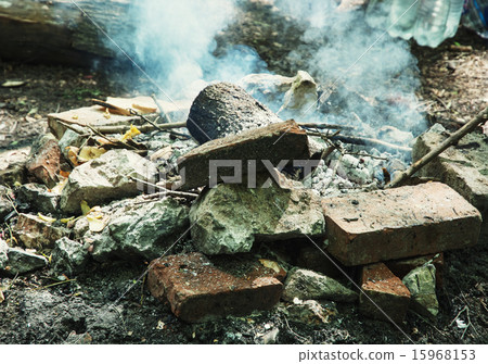 Fireplace in the wood 15968153