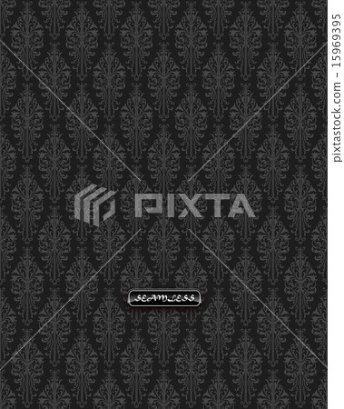 Black damask vintage floral pattern. 15969395