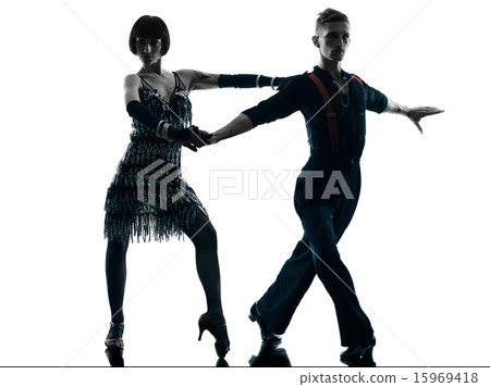 elegant couple dancers dancing silhouette 15969418