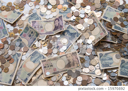 A group photo of Japanese currency bills and money 15970892