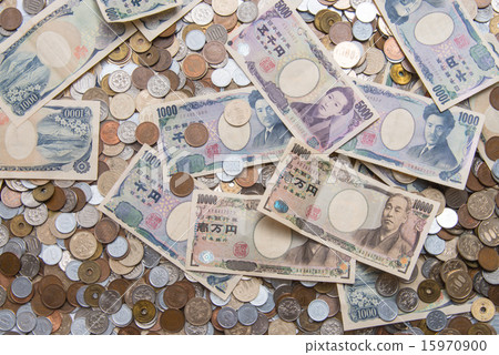 日本貨幣票據和金錢小組照片 15970900
