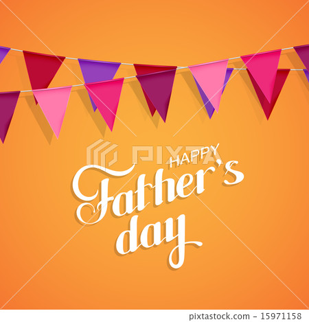Happy Fathers Day retro label with bunting flags 15971158