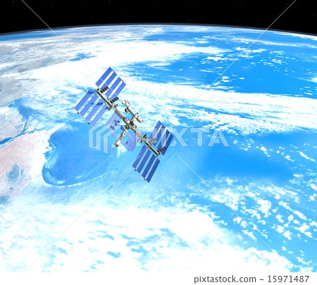 空間站和地球perming3DCG 15971487